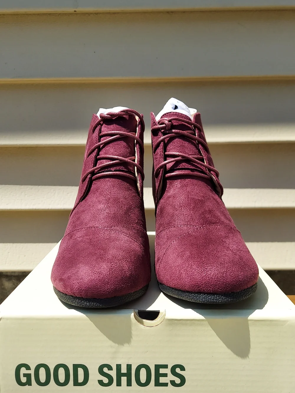 J. Adams Roxy Burgundy Suede Platform Wedges Womens Size 7 NWT Office Minimalist